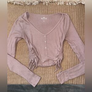 Hollister XS Baby Pink Ribbed Baby Tee Long Sleeve